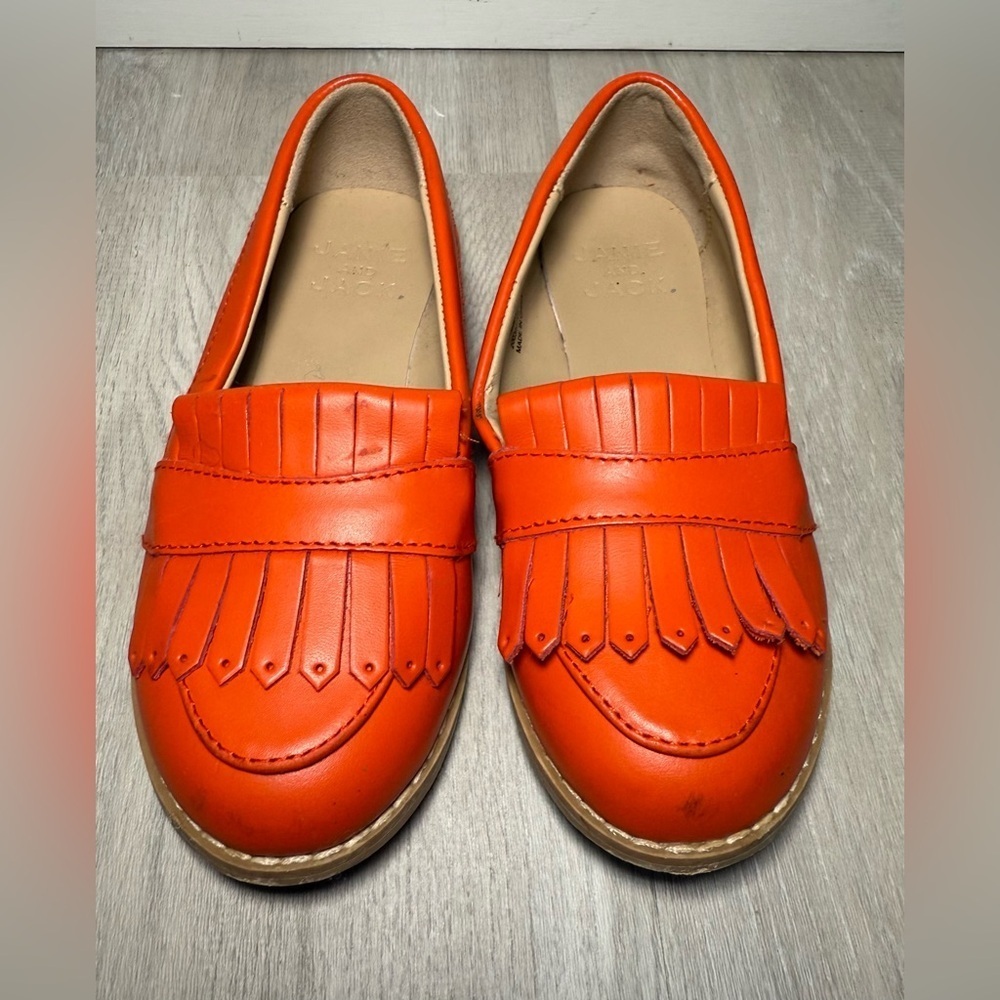 Janie‎ and Jack Orange Leather Tassel Loafer Shoes Kids Size 9